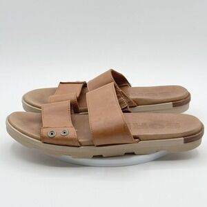 Sorel Ella Slide Sandal Brown Leather Double Strap Womens Size 8 NL2937-224